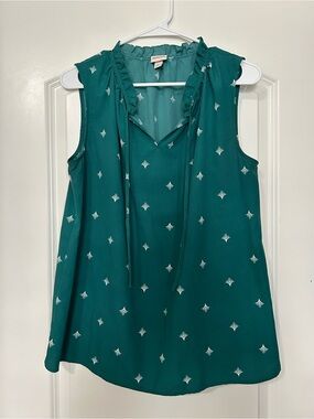 Merona Teal Sleeveless Ruffle Tie-Neck Camisole